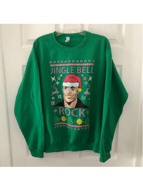 Jingle Bell Rock Jerzees Graphic Sweatshirt Dwayne The Rock Johnson Size Large